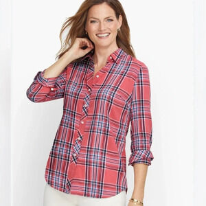 TALBOTS CLASSIC COTTON SHIRT - FIELD PLAID  1X NWOT